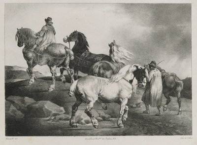 Caballos siendo llevados a la feria, 1822 de Theodore Gericault